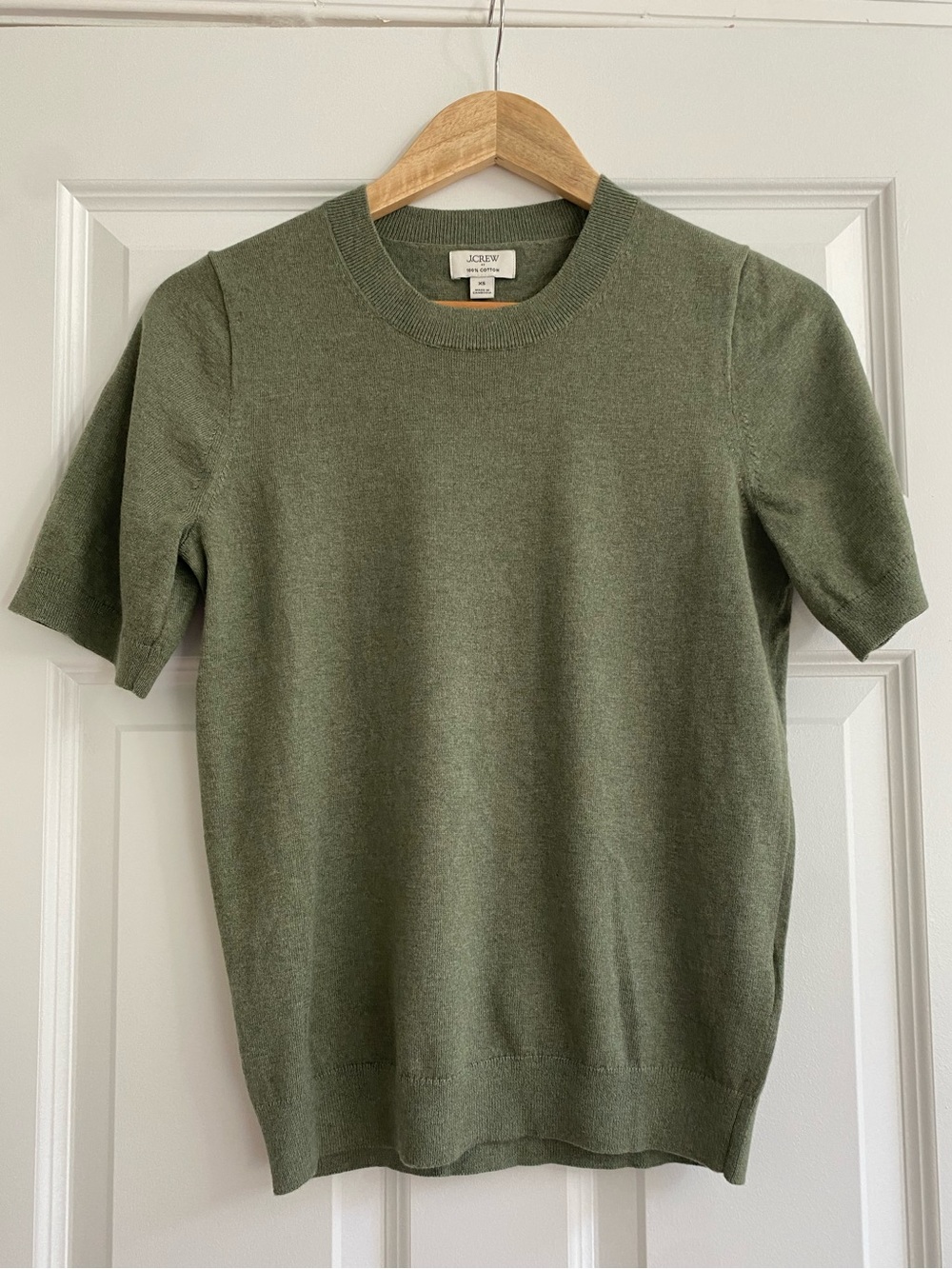 J. Crew Factory Olive Short-Sleeve Crewneck Sweater